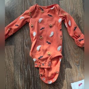 0-3 Months Carter's Orange Halloween Onesie Long Sleeve